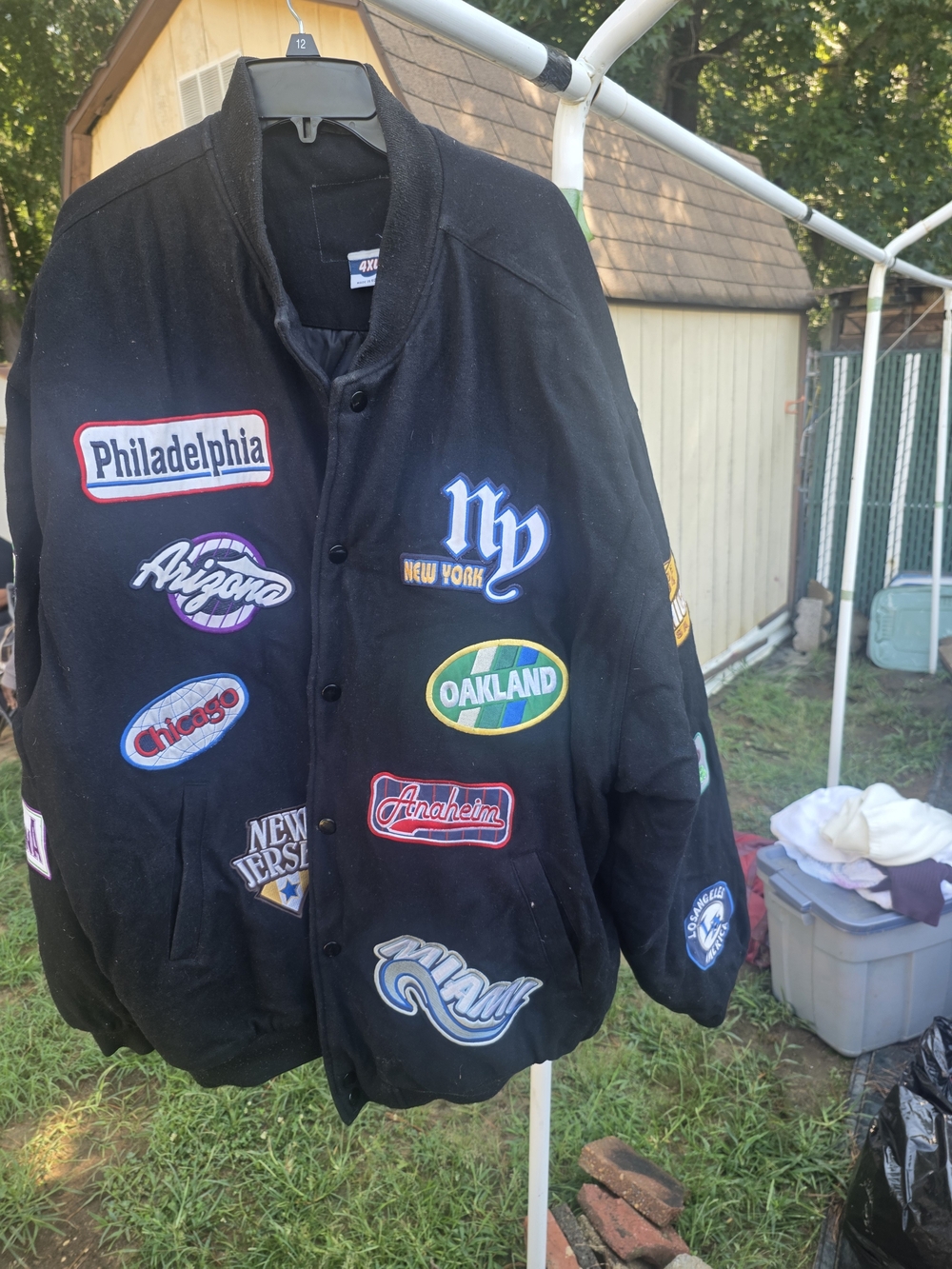 Varsity Black Bomber Jacket Logo with Multicity Patches